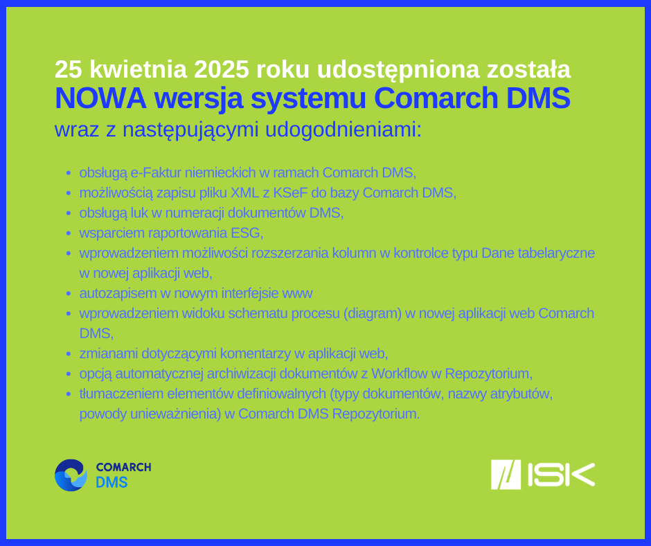 Nowa wersja Comarch DMS_ISK